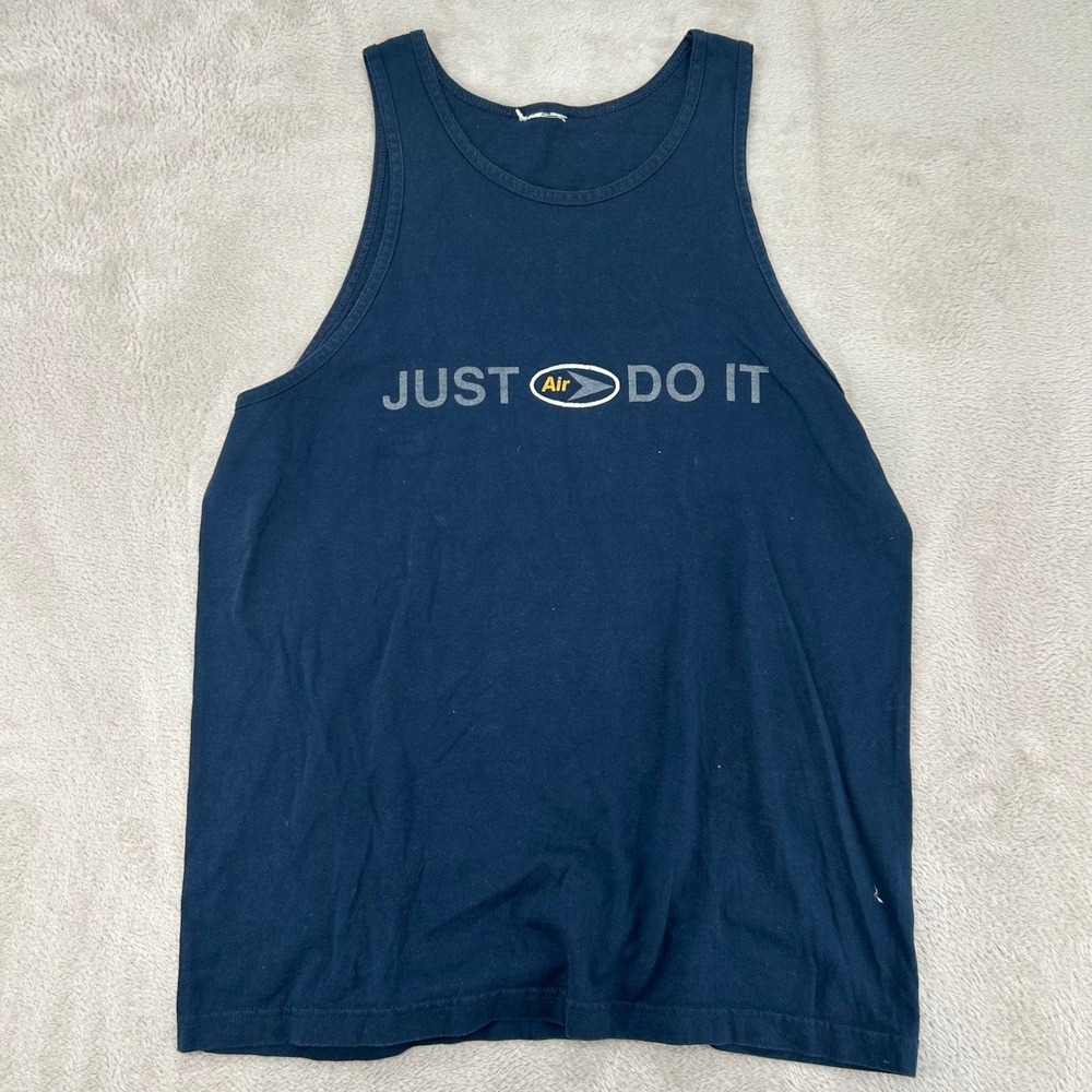 Nike Mens Tank Top Large Blue Just Do It Air Graphic Preowned Sleeveless Tee